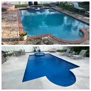 Before and after comparison of a Five Star Pavers & Pool Remodels project — project 11