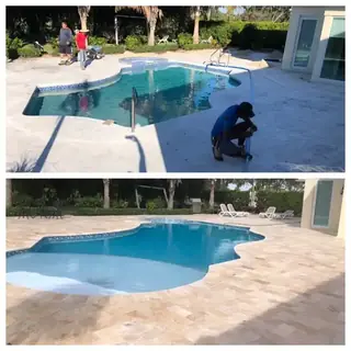 Before and after comparison of a Five Star Pavers & Pool Remodels project — project 12