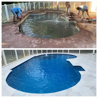 Before and after comparison of a Five Star Pavers & Pool Remodels project — project 17
