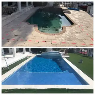 Before and after comparison of a Five Star Pavers & Pool Remodels project — project 18