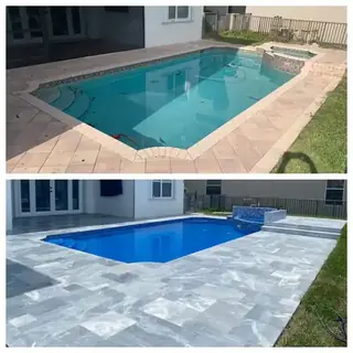 Before and after comparison of a Five Star Pavers & Pool Remodels project — project 19