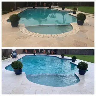 Before and after comparison of a Five Star Pavers & Pool Remodels project — project 27