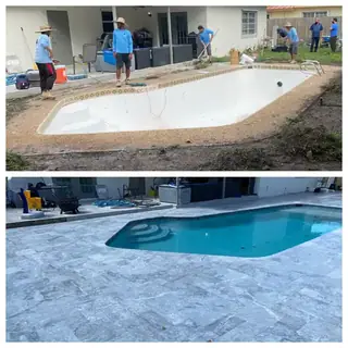 Before and after comparison of a Five Star Pavers & Pool Remodels project — project 28