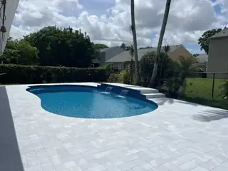 Pool resurfacing project with a blue swimming pool finish — project 01