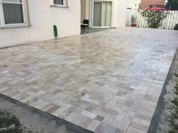 Paver patio installation, project 12