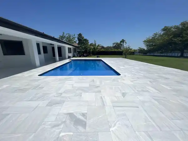 Natural stone pool deck installation, project 7