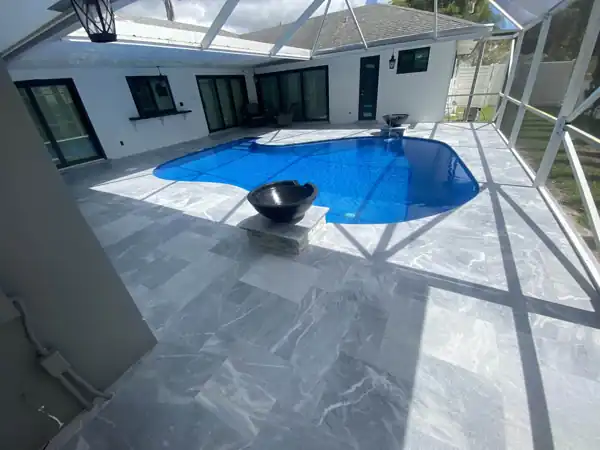 Natural stone pool deck installation, project 13