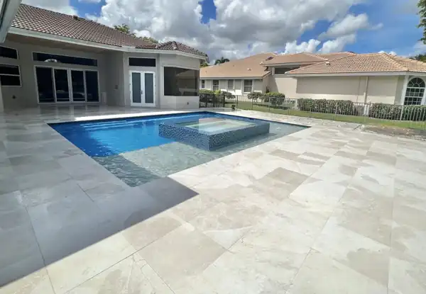 Natural stone pool deck installation, project 20