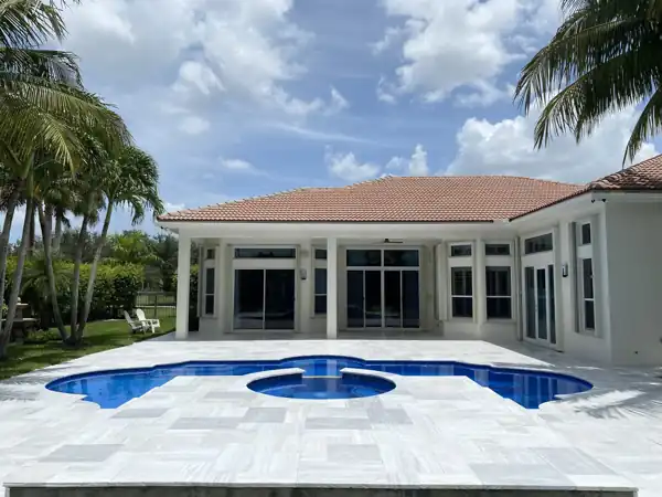 Natural stone pool deck installation, project 21
