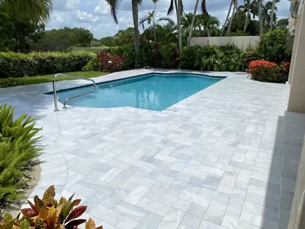 Natural stone pool deck installation, project 23