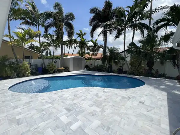 Natural stone pool deck installation, project 25