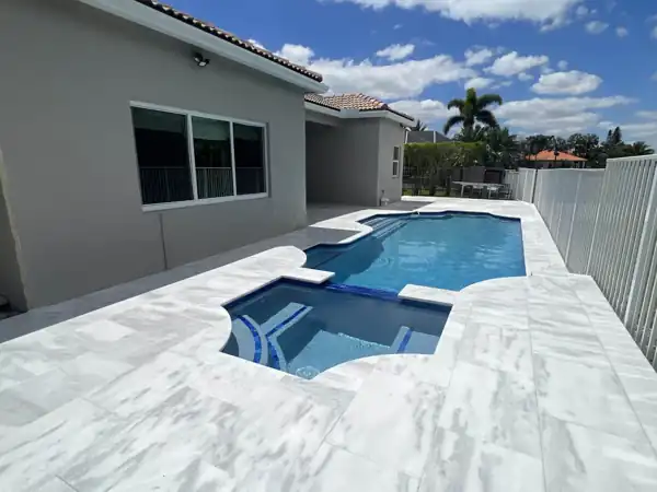 Natural stone pool deck installation, project 29