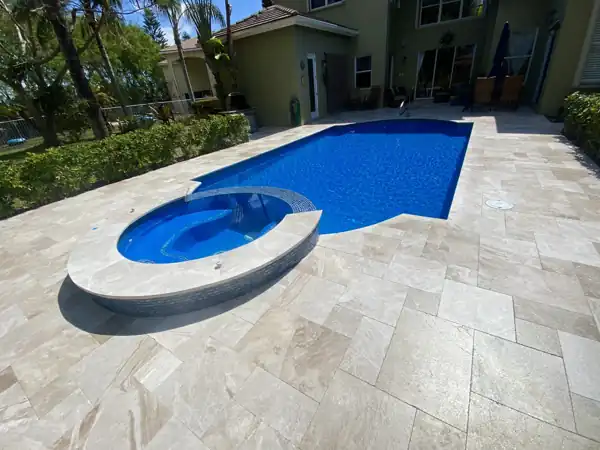 Natural stone pool deck installation, project 30