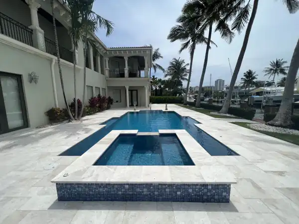 Natural stone pool deck installation, project 32