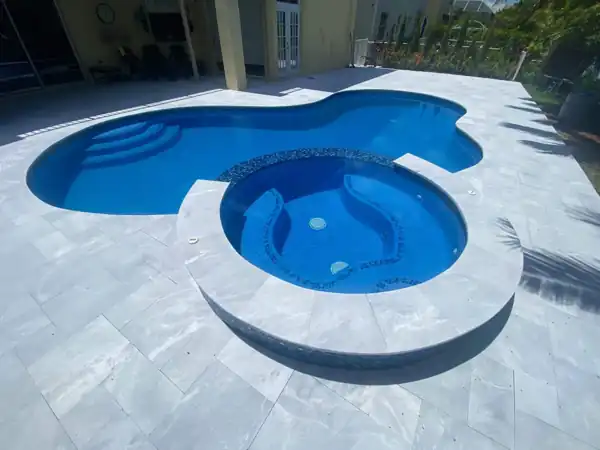 Natural stone pool deck installation, project 33