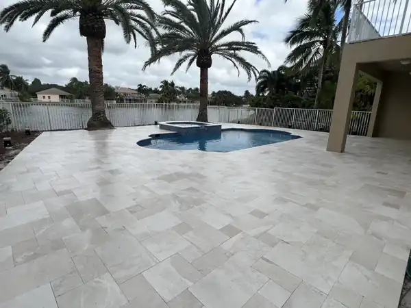 Natural stone pool deck installation, project 36