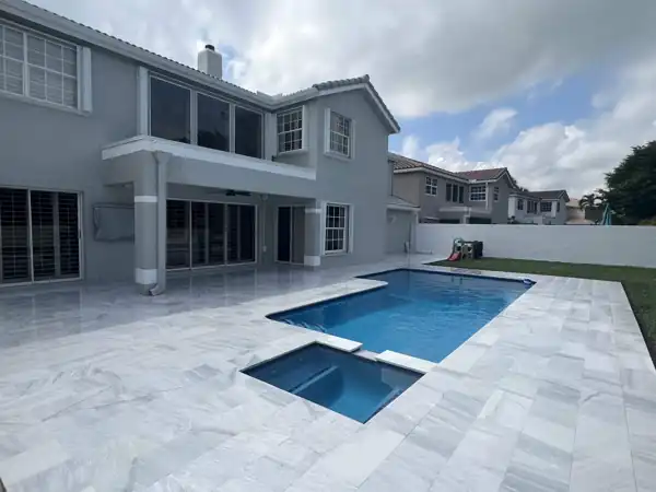 Natural stone pool deck installation, project 37