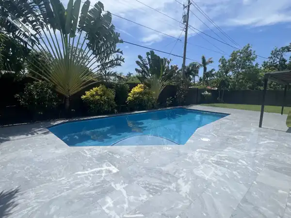 Natural stone pool deck installation, project 41