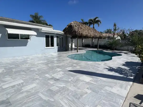 Natural stone pool deck installation, project 45