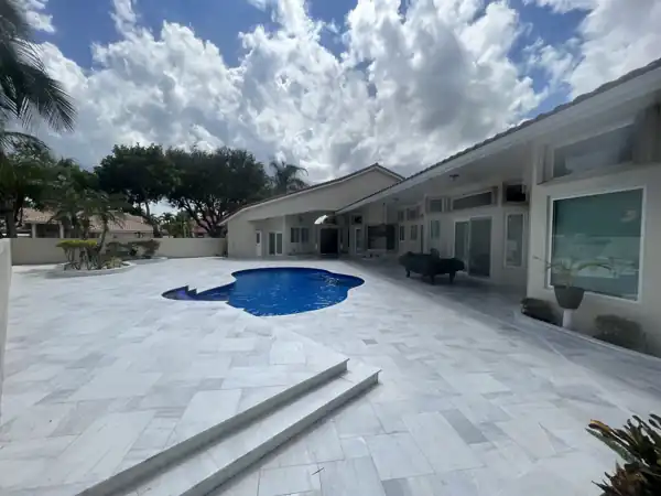 Natural stone pool deck installation, project 47