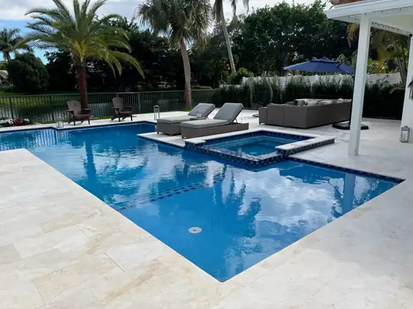 Natural stone pool deck installation, project 51