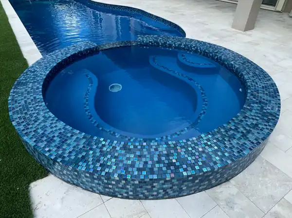 Glass pool tile detail, project 71