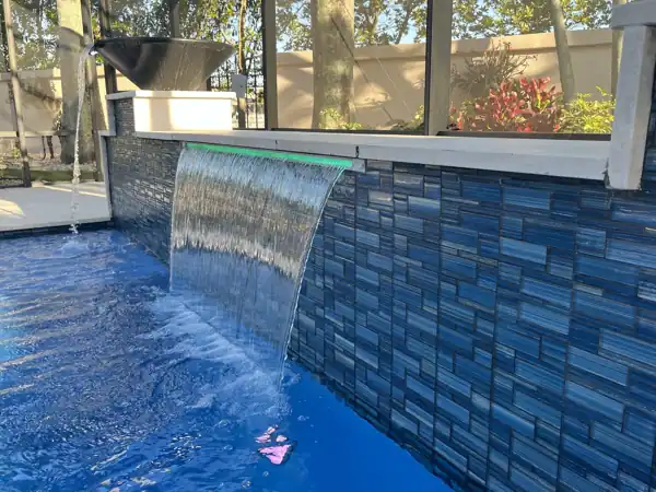 Glass pool tile detail, project 75