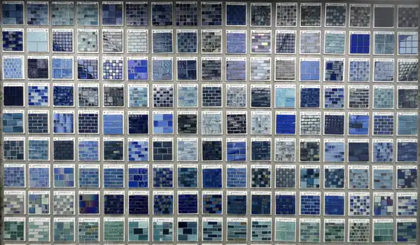 Glass pool tile detail, project 78